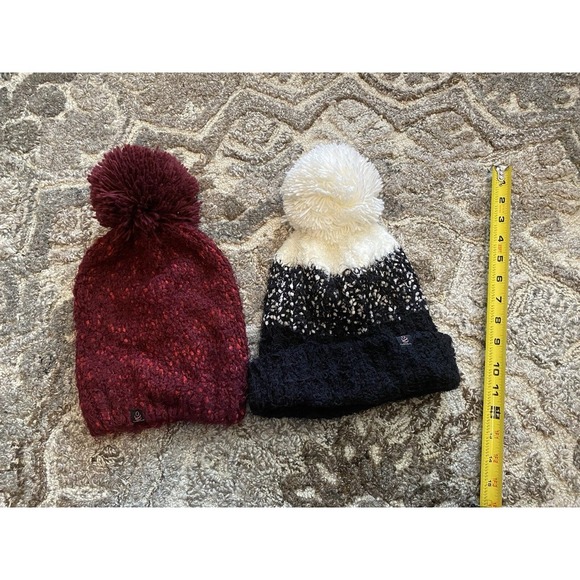 Cuddl Duds Pom Pom Beanie Hat Winter Women's Cozy Soft Knit White Black Pink Lot - Picture 2 of 5